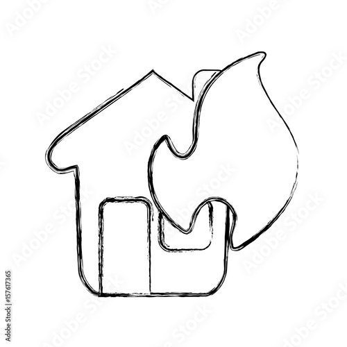 figure emergency house burnt and dangerous disaster vector illustration