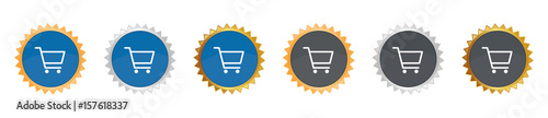 Einkaufswagen - Warenkorb - Gezacktes Button-Set