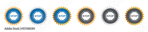 Stoppschild - Gezacktes Button-Set