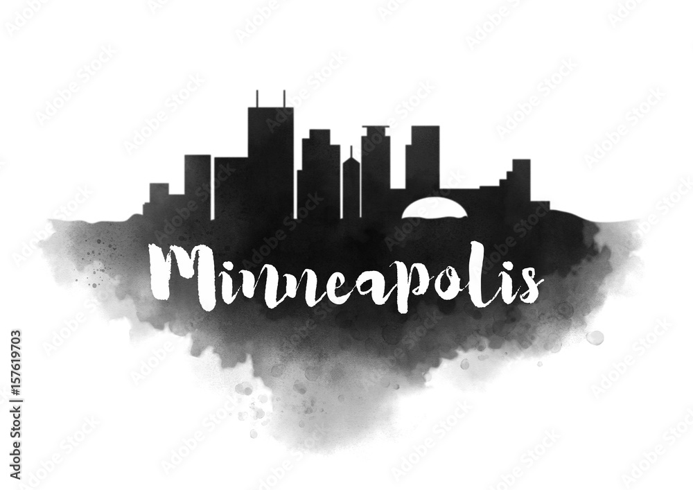 Obraz Akwarela panoramę miasta Minneapolis
