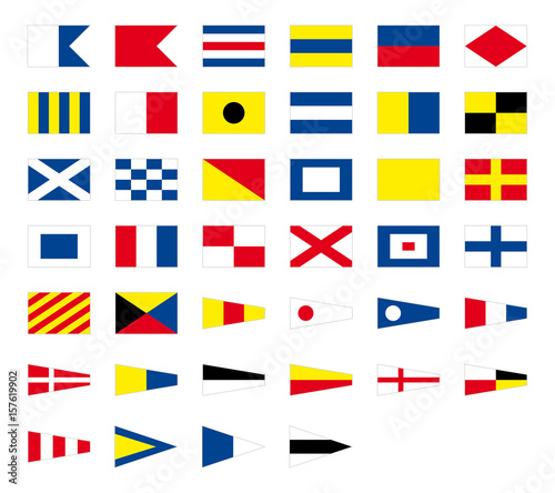 International maritime signal nautical flags, isolated on white background