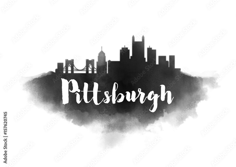 Obraz Watercolor Pittsburgh City Skyline