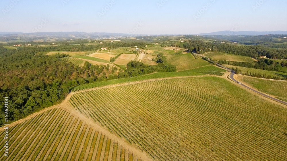 Beautiful hills of Tuscany, aerial view