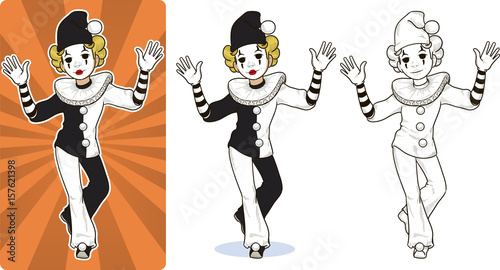 Mime white clown circus character