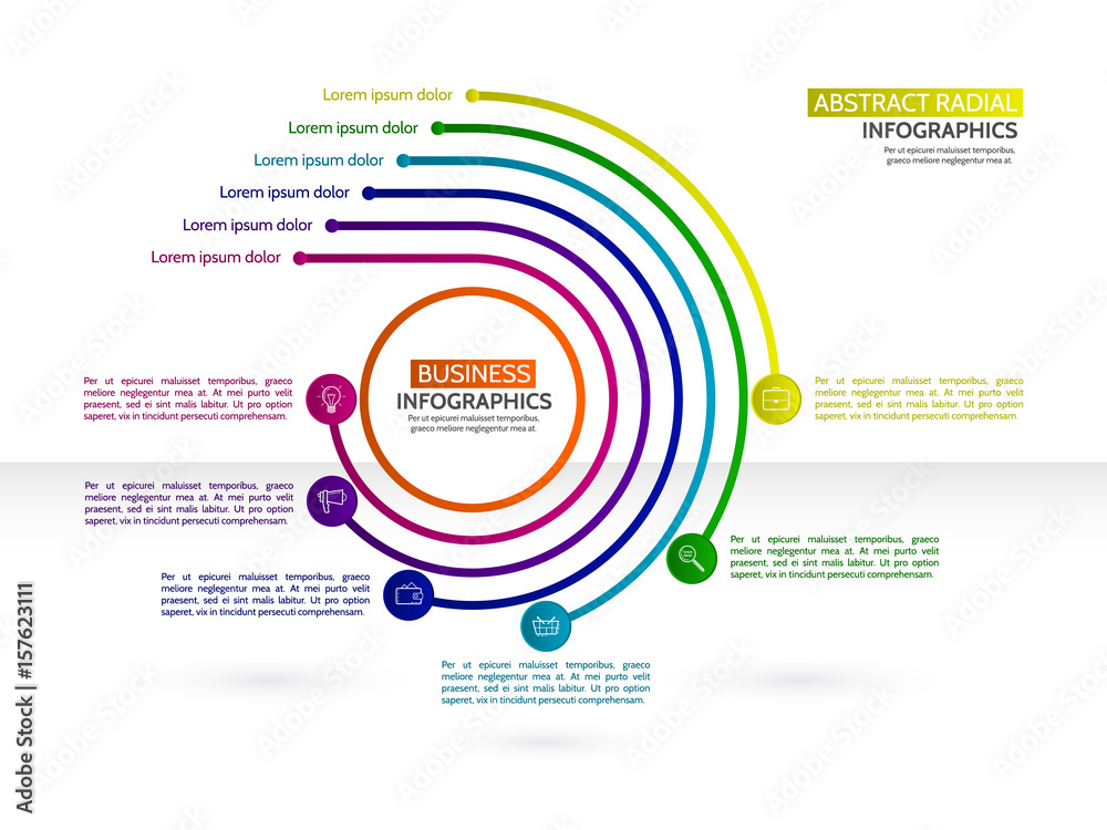 Minimal style circle infographic template with six steps. Thin line circle design for infographic with icons and text boxes. Vector illustration esp10 Minimal style circle infographic template with six steps. Thin line circle design for infographic with icons and text boxes. Vector illustration esp10