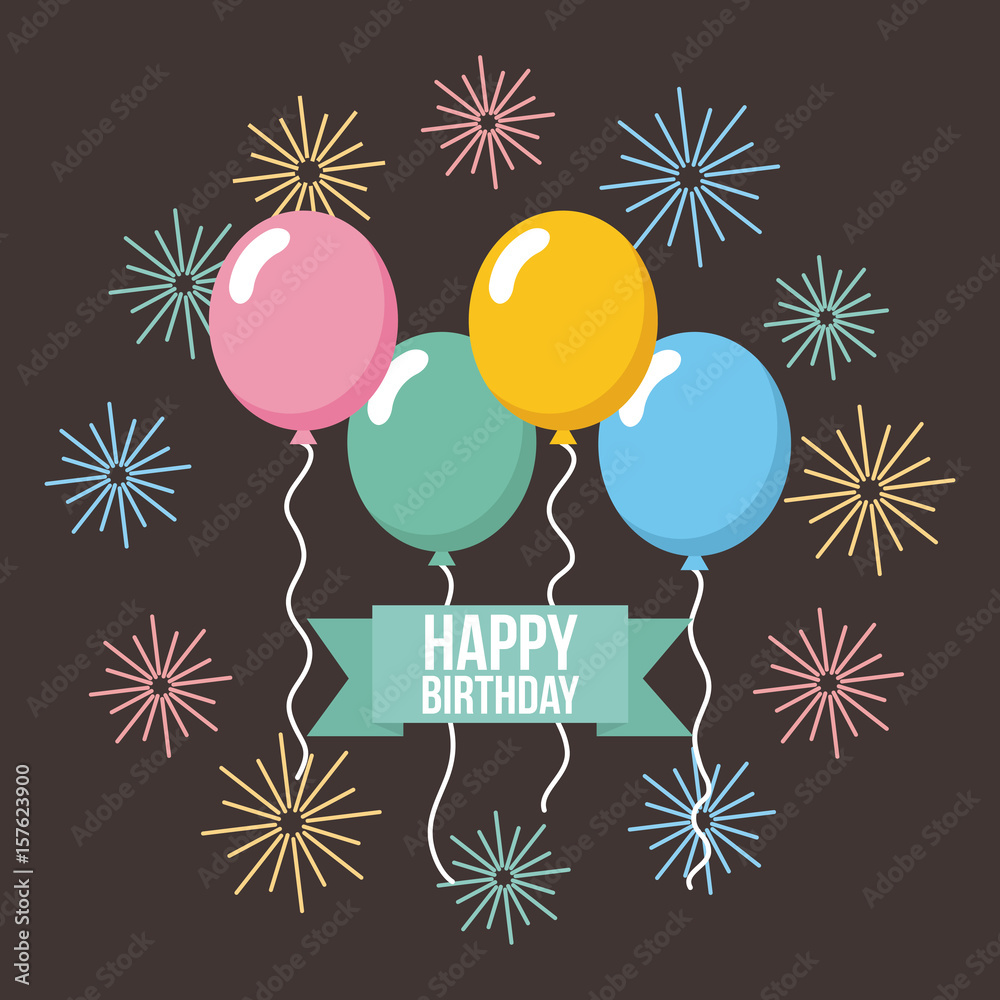 happy birthday kawaii ballons icon vector design graphic illustration