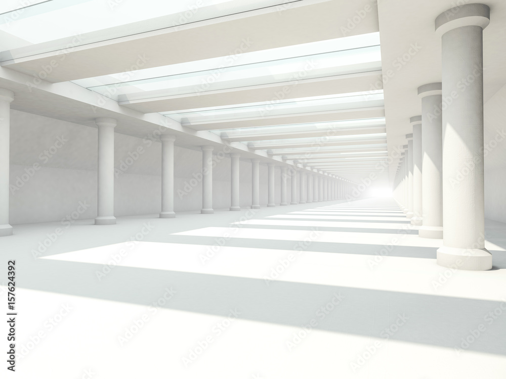 Fototapeta premium Abstract modern architecture background, empty white open space interior. 3D rendering