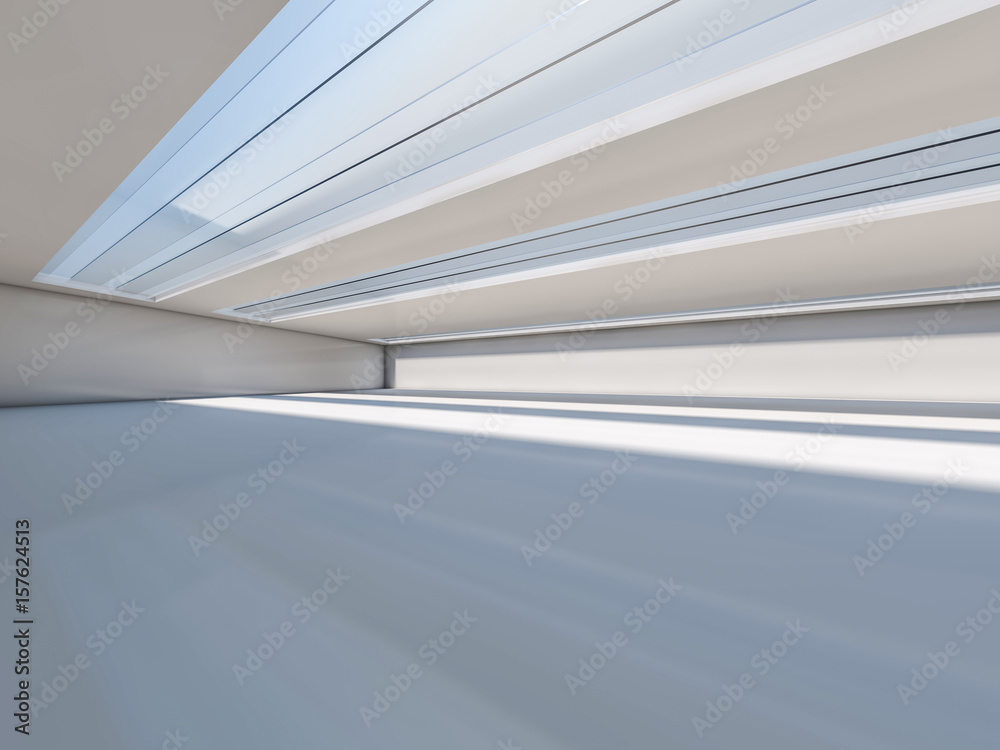 Obraz premium Abstract modern architecture background, empty white open space interior. 3D rendering
