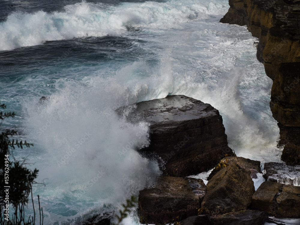 Waves Crashing on Rock