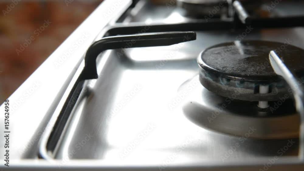 Gas stove in home.