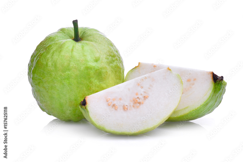 fresh guava fruit with slice solated on white background fresh guava fruit with slice solated on white background