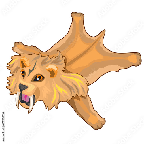 Fototapeta Naklejka Na Ścianę i Meble -  Skin of saber-toothed tiger. Prehistoric animal