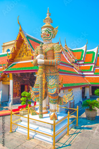 The Giant Demon Guardian at Wat Phra Kaew  Grand Palace  Bangkok  Thailand.