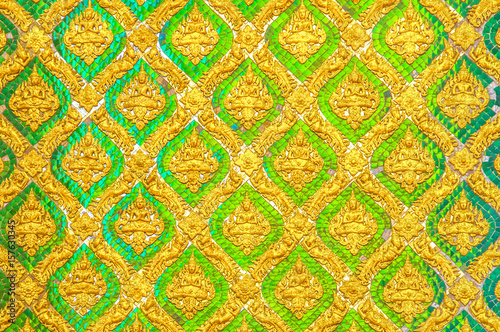 Classic tile.Classic ceramic mosaic tile pattern with abstract.ceramic tiles for wall or floor, Mirror Asian Pattern Backgrounds in Thailand at Wat Phra Kaew Temple and Royal Grand Palace, Thailand