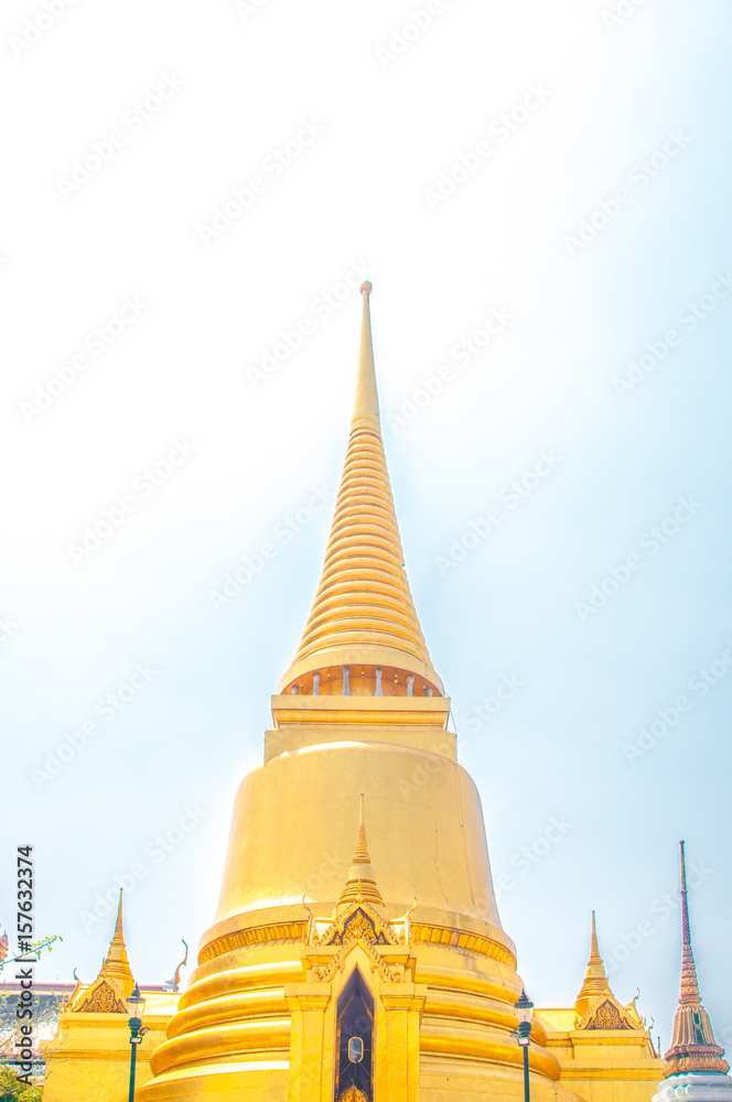 Naklejka premium The Golden Pagoda at Grand palace and Wat phra keaw Bangkok Thailand.