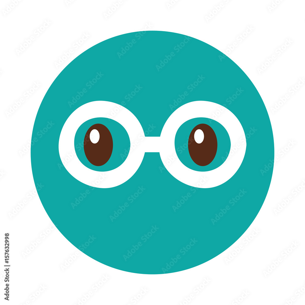 emoticon face with glasses kawaii style vector illustration design