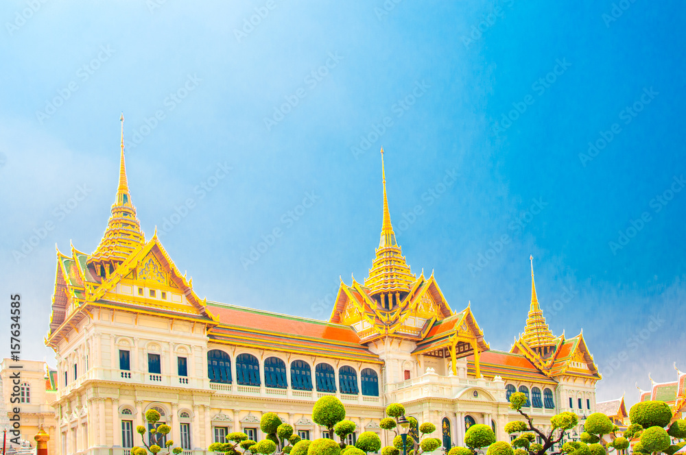 The Main Hall of Royal Grand Palace at Wat Phra Kaew, Grand Palace, Bangkok, Thailand.