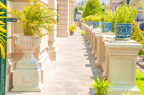 The Pathway or Walkway at Wat Phra Kaew, Royal Grand Palace, Bangkok, Thailand.