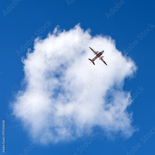 Airplane in the sky and beautiful cloud. Business summer vacation and travel adventure concept