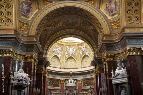 Interior of St. Stephen`s Basilica in Budapest, Hungary