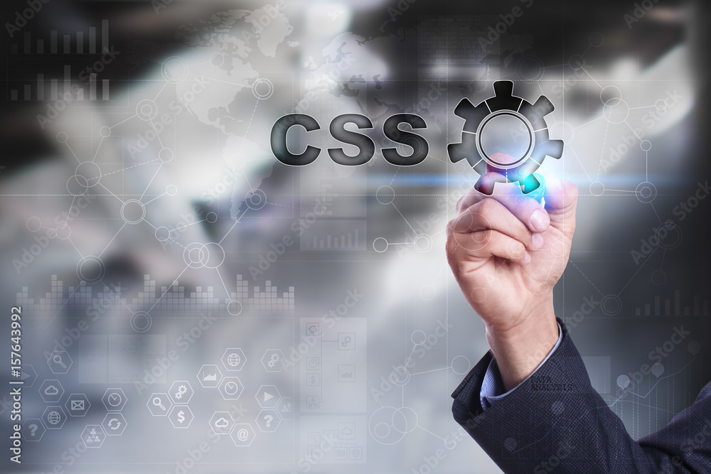Businessman is drawing on virtual screen. css concept. Businessman is drawing on virtual screen. css concept.