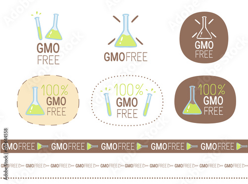 vector gmo free cute sign set