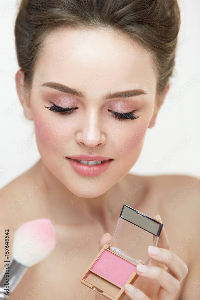 Makeup Beauty Cosmetics.Portrait Of Woman Doing Facial Makeup Makeup Beauty Cosmetics.Portrait Of Woman Doing Facial Makeup