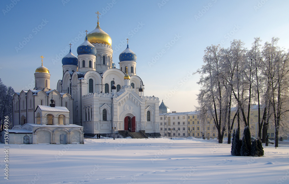 Dzerzhinsky, Russia - December, 2016: Ugresha Monastery in  winter day