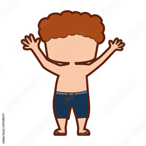 cute boy shirtless drawing icon vector illustration design