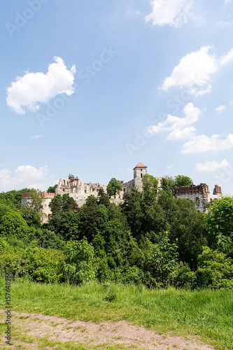 The 14th century Tenczyn Castle  situated in the village of Rudno  Poland   on the Tenczyn Prominence. The Rudno Landscape Park.