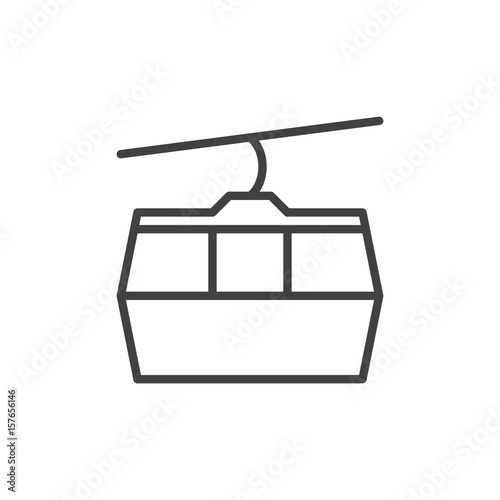 Cable car line icon, outline vector sign, linear style pictogram isolated on white. Ropeway symbol, logo illustration. Editable stroke. Pixel perfect