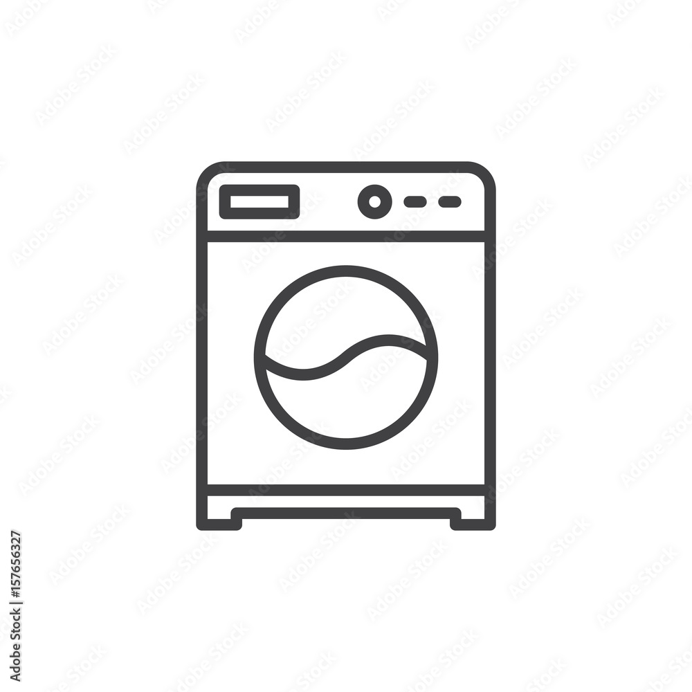 Washing machine line icon, outline vector sign, linear style pictogram isolated on white. Laundry symbol, logo illustration. Editable stroke. Pixel perfect Washing machine line icon, outline vector sign, linear style pictogram isolated on white. Laundry symbol, logo illustration. Editable stroke. Pixel perfect