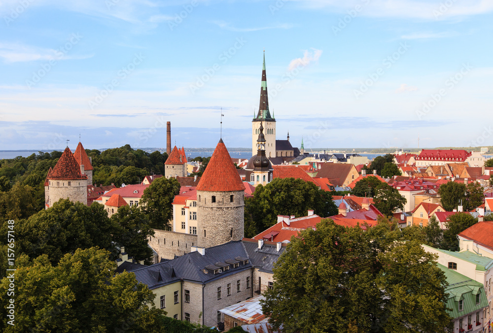 Evening view of old city, Tallinn, Estonia 
