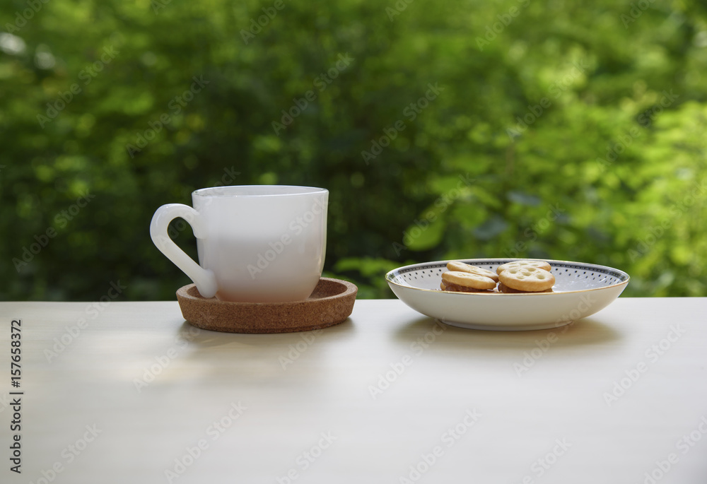 Fototapeta premium Tea cup with cookies.