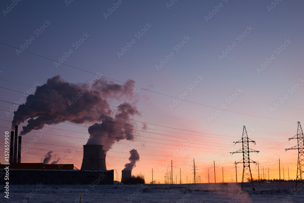 silhouettes of power lines, the theme of ecology. silhouettes on the sunset sky. Power pylons. silhouettes of power lines, the theme of ecology. silhouettes on the sunset sky. Power pylons.