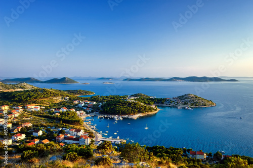 Amazing Kornati islands of Croatia. Northern part of Dalmatia. Sunny detail of seascape from Zadar to Sibenik. photo