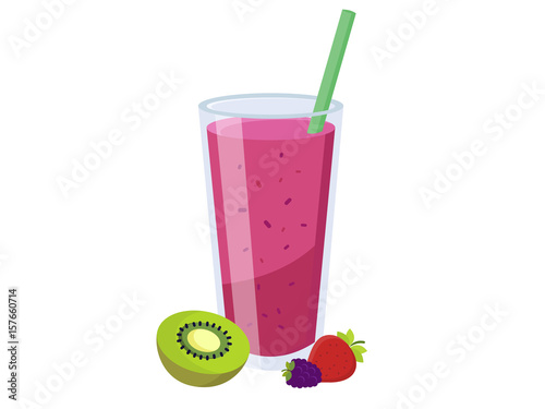 Strawberries kiwi Fresh juices glass icon
