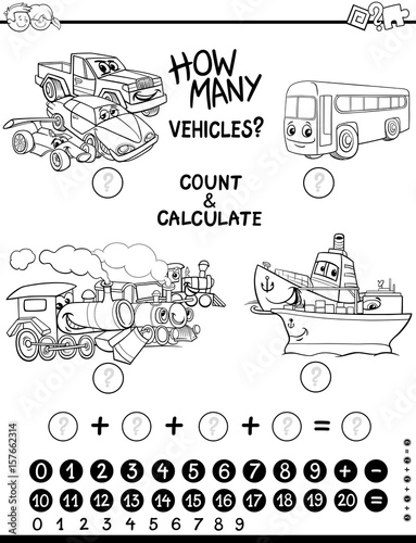 count and calculate coloring page