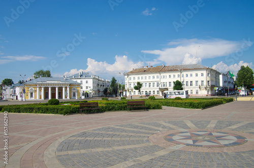 KOSTROMA, RUSSIA - July 16: View of the Town square of the town