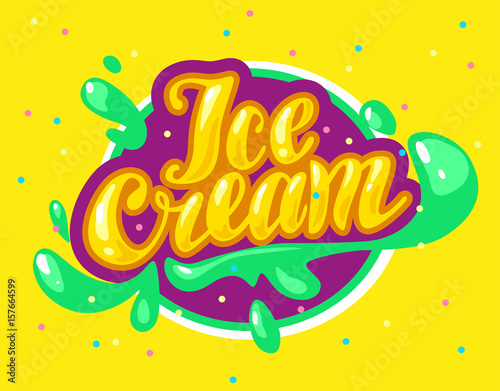 Vector flat ice cream illustration in cartoon style.