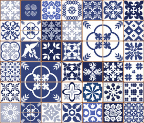 Keuken achterwand Portugese tegeltjes patronen Blauw azulejos patroon Portugese stijl  © Wiktoria Matynia
