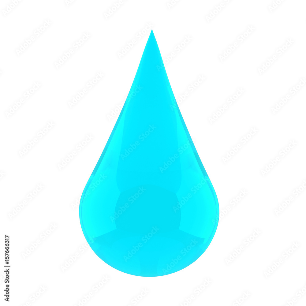 realistic drop of water on isolated white in 3D rendering realistic drop of water on isolated white in 3D rendering