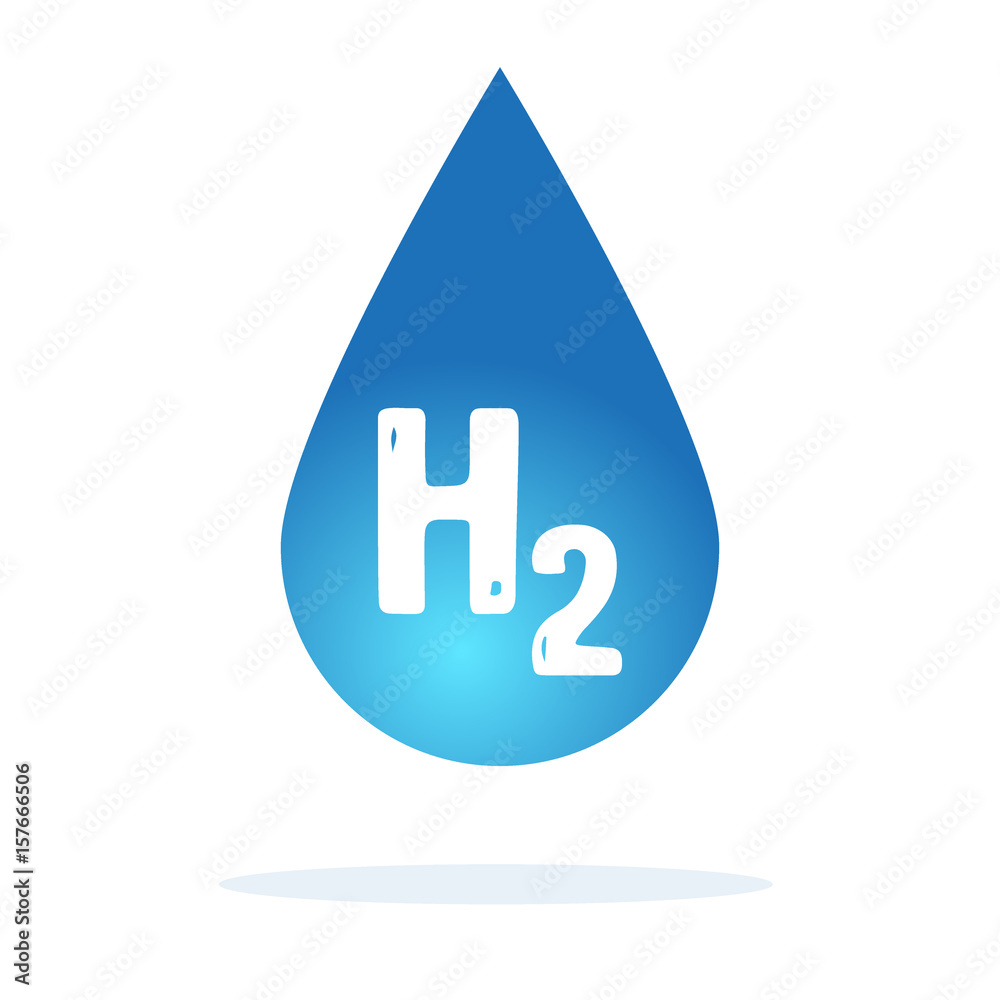 water drops H2O shaped on blue background. vector illustration