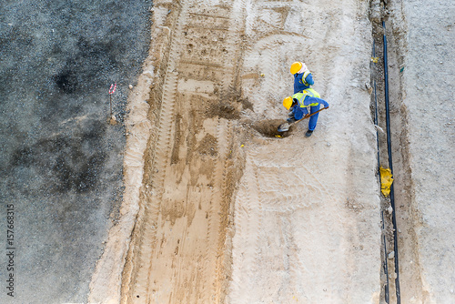 Workers on the construction site, shot in Dubai, United Arab Emirates
