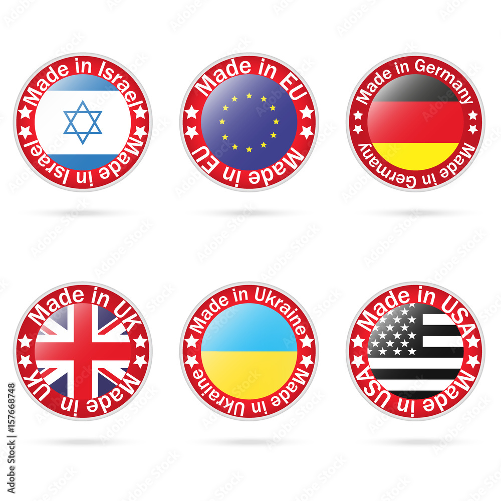 Obraz premium Vector set logos made in symbol for your products, infographic, web and apps
