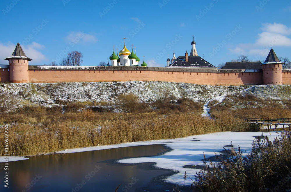 SUZDAL, RUSSIA - November, 2016: The Saviour Monastery of St. Euthymius in Suzdal in autumn day