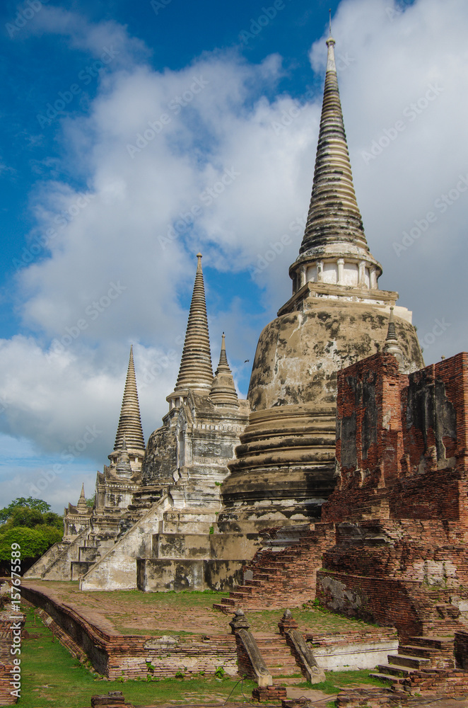 AYUTTHAYA, THAILAND - August, 2016: Ayutthaya Historical Park, Phra Nakhon Si Ayutthaya. Temple Pagoda in Ayutthaya of Thailand