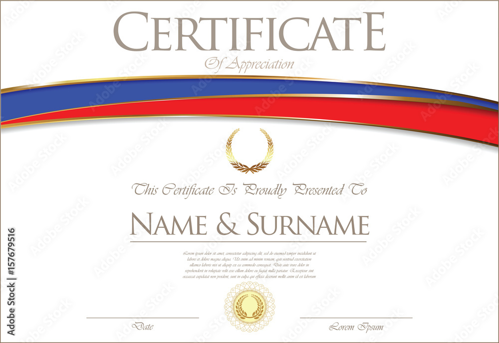 Certificate or diploma Russia flag design