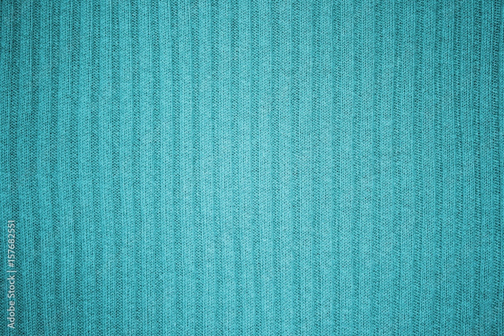 Fototapeta premium Teal blue ribbed knit texture