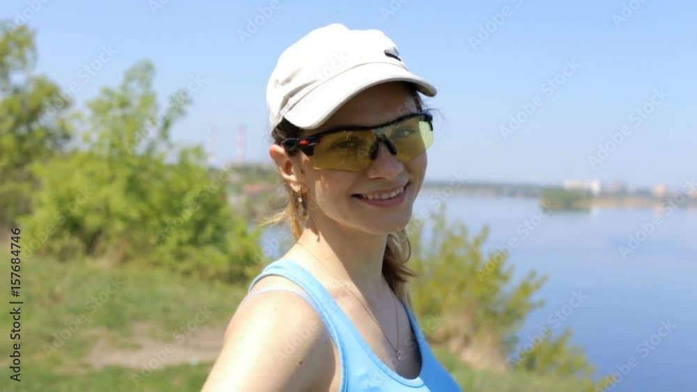 Happy athlete at the top of the mountain Happy athlete at the top of the mountain